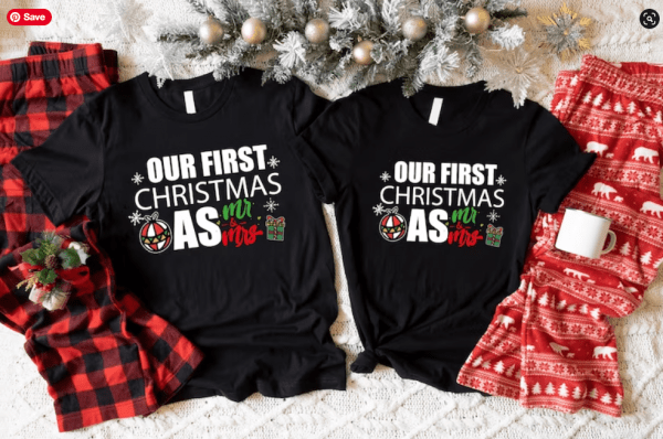 Our First Christmas As Mr Mrs Shirt, Newlywed Christmas Shirt, Family Xmas Matching Tshirts, Couple Matching Tees, Spouses Xmas Shirt