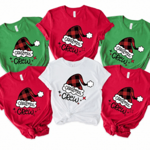 Christmas Crew Buffalo Plaid Santa's Hat T-Shirt, Christmas 2022 Crew, Christmas shirt, Christmas Family Matching shirts, Christmas Family