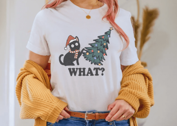 Tshirt Christmas Cat Tree - Cool Cards Shirt - Christmas Shirt - Tshirt Christmas Motif - Cottagecore-Style - Winter Shirt
