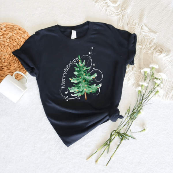 Christmas Shirts, Merry and Bright Shirt, Christmas Tree, Christmas Tshirt, Holiday Shirt, Christmas Shirt, Merry and Bright, Christmas Tee