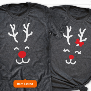 Matching Christmas Couple Shirt, Reindeer Shirt, Adult Christmas Shirt, His and Hers Christmas Shirt, Rudolph Shirt, Christmas Deer Shirt