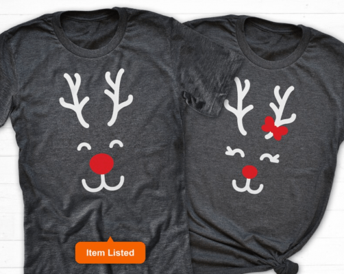 Matching Christmas Couple Shirt, Reindeer Shirt, Adult Christmas Shirt, His and Hers Christmas Shirt, Rudolph Shirt, Christmas Deer Shirt