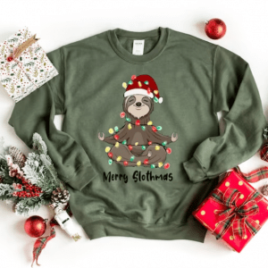 Sloth Christmas Shirt, Merry Slothmas Tee, Christmas Yoga Shirt, Yoga Lover Gift, Woman Christmas Gift, Merry Christmas Sloth Lover T-shirt