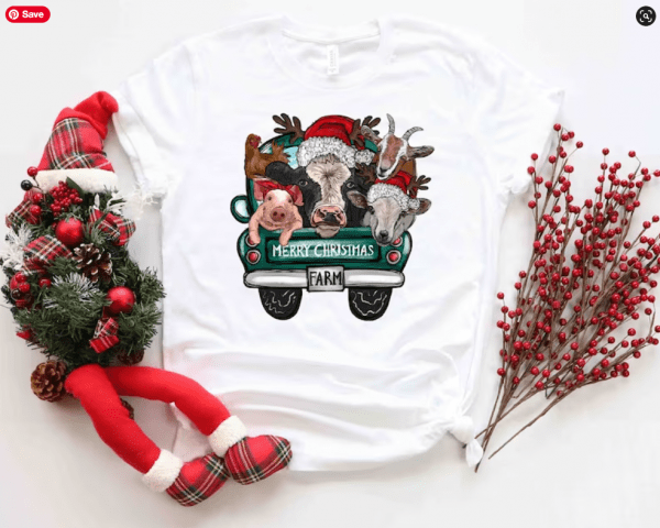 Farm Animals Christmas Shirt, Merry Christmas Heifers Tee, Christmas Cow T-shirt, Highland Cow Farm Christmas Farmer Cow Animal Lover Shirt