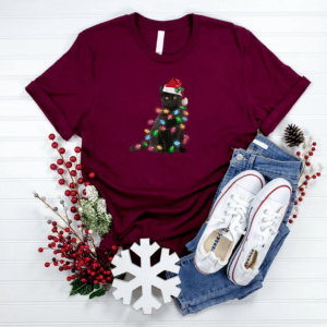 Black Cat Christmas Lights Shirt, Christmas Shirt, Funny Christmas Shirt, Christmas Gift Shirt, Christmas Gift For Her
