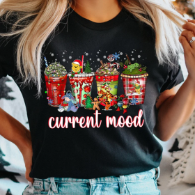 Disney Winnie The Pooh Christmas Shirt, Disney Current Mood, Disney Coffee Latte Sweatshirt, Christmas Coffee Tee,Disney Xmas Drink Crewneck