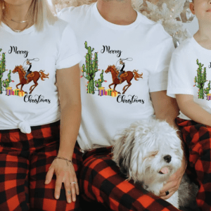 Merry Christmas Shirt, 2022 Family Matching Christmas Shirts, Unique Christmas Party Shirt, Horse Lover Christmas Shirt, Cowboy Christmas