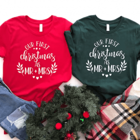 Our First Christmas Shirt, Our First Christmas as Mr. and Mrs. Shirt, Christmas Couple Shirt, Christmas Matching Shirt, Best Match Couple
