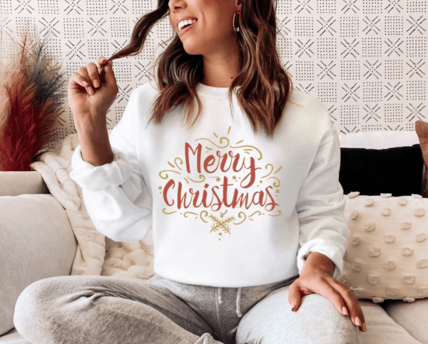 Merry Christmas Crewneck Sweatshirt, Matching Couple Merry Christmas Sweatshirt, Holiday Party Sweater, Cute Christmas Sweatshirt