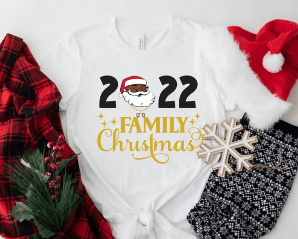 Black Santa Christmas Shirts, Black Santa 2022 Family Christmas Shirt, Family Melanin Christmas African American Holiday T-shirt, Xmas Party