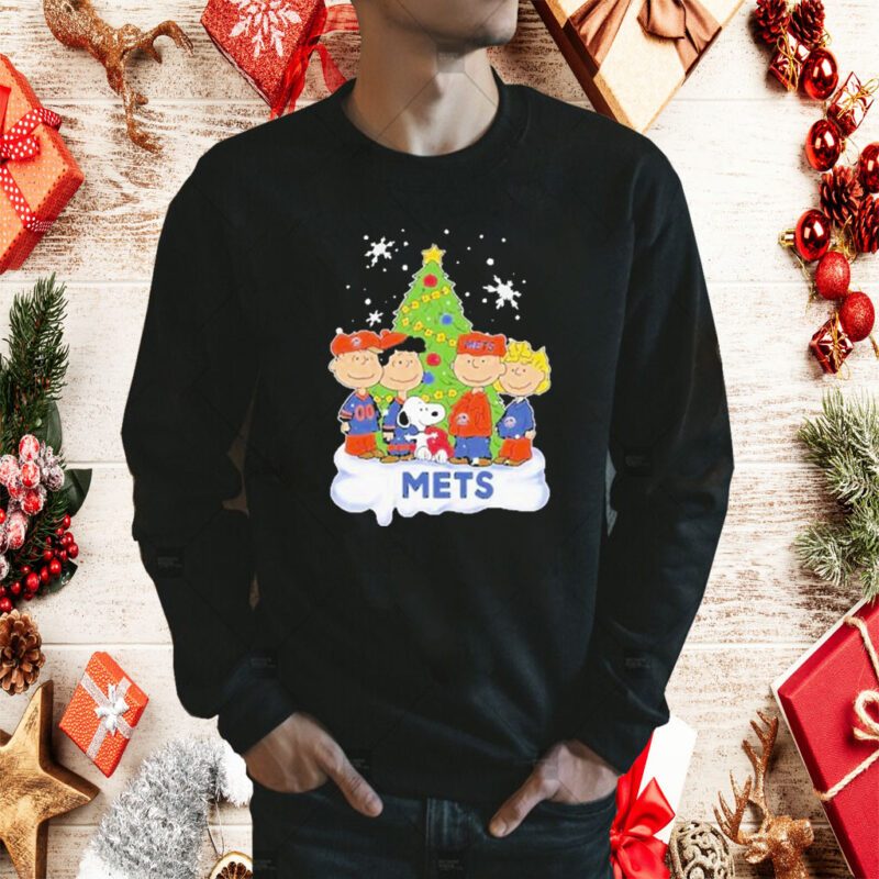 Snoopy The Peanuts New York Mets Christmas Tee Shirt