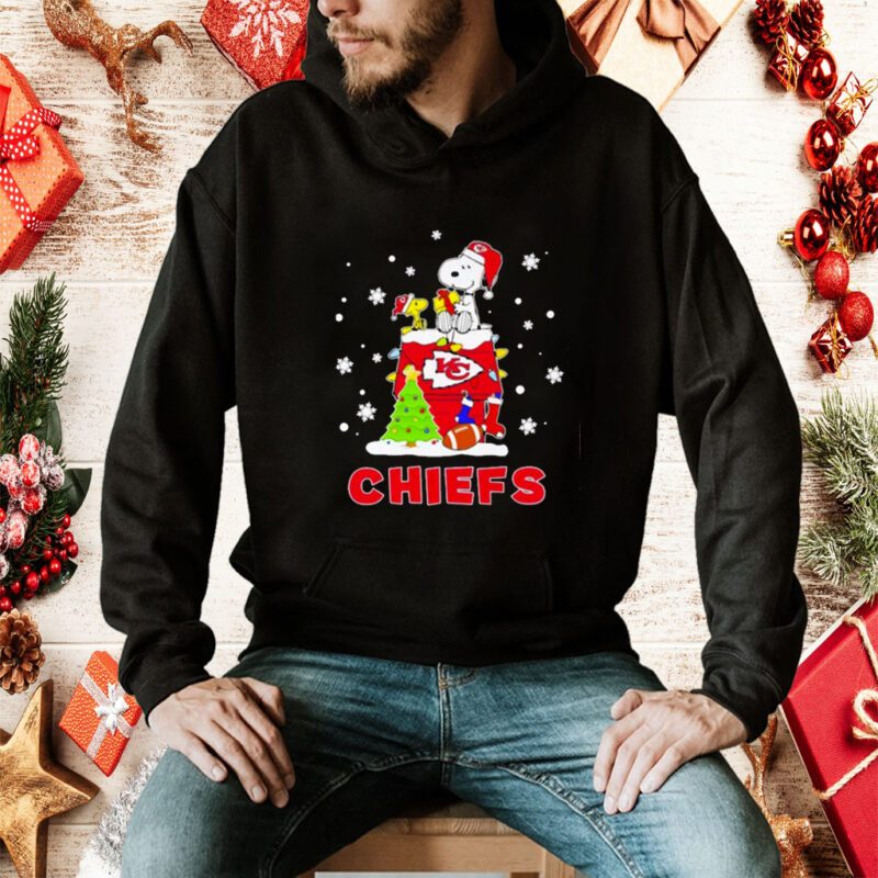 Woodstock And Snoopy On Dog House Kansas City Chiefs Christmas Gift Shirt