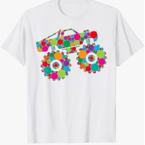 Retro Colorful Polka Dots Monster Truck Happy Dot Day Boys T-Shirt