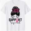 Support Squad Messy Bun Pink Warrior Breast Cancer Awareness T-Shirt
