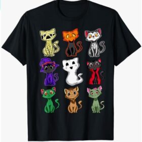 Cute Black Cat Lover Halloween Funny Costume Cat Mom Novelty T-Shirt