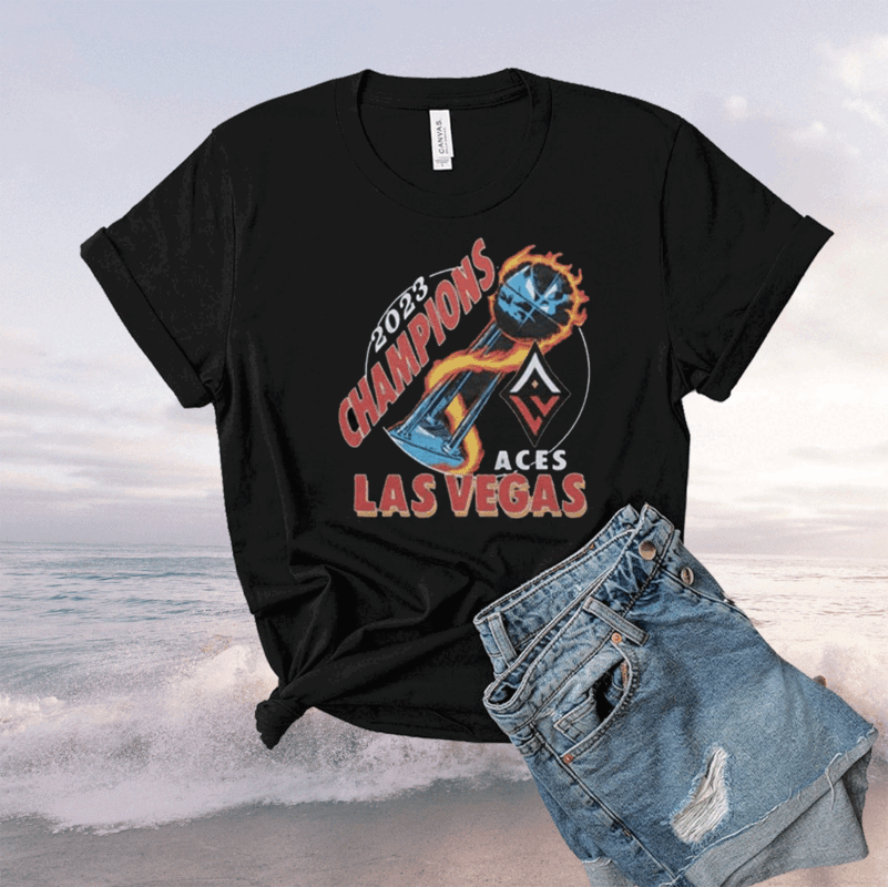 Las Vegas Aces Homage Charcoal 2023 WNBA Finals Champions Trophy TShirt