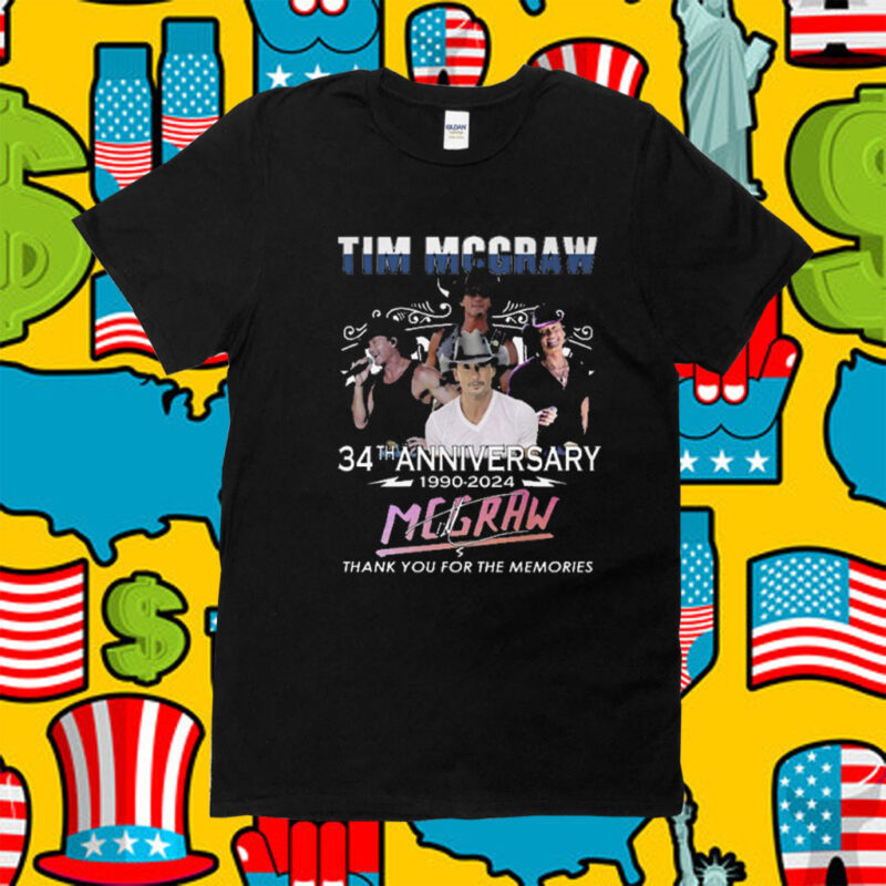 Tim Mcgraw 34th Anniversary 1990 – 2024 Thank You For The Memories Shirts