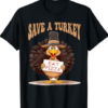 Save A Turkey Eat Pizza Funny Autumn Thanksgiving groovy T-Shirt