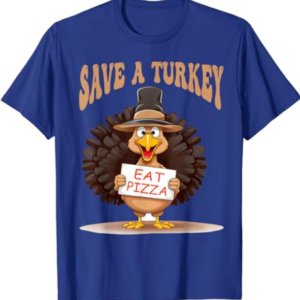 Save A Turkey Eat Pizza Funny Autumn Thanksgiving groovy T-Shirt