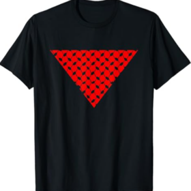 Inverted Red Triangle With Patterns T-Shirt
