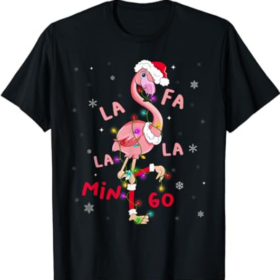 Fa La La Mingo Flamingo Christmas Tree Lights Tropical Xmas T-Shirt