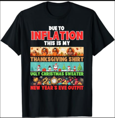 Due To Inflation This is Thanksgiving Christmas New Years T-Shirt