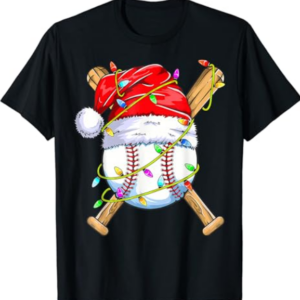 Santa Sports Design For Men Boys Christmas Baseball Player T-Shirt