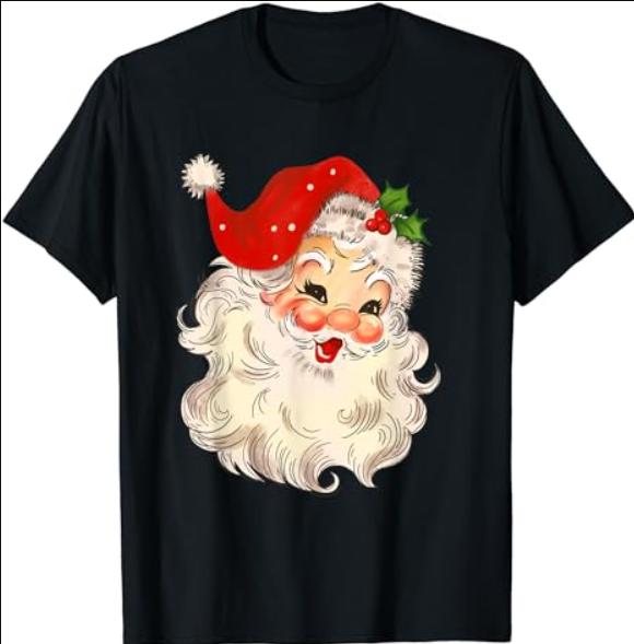 Vintage Santa Claus Face Shirt Christmas Xmas Santa Claus T-Shirt