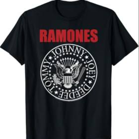 Ramones Red Text Seal Rock Music Band T-Shirt