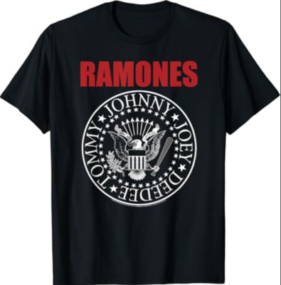 Ramones Red Text Seal Rock Music Band T-Shirt