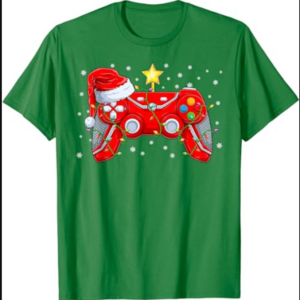 Video Game Controller Christmas Santa Hat Gamer Boys Xmas T-Shirt