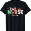 Nurse Christmas Stethoscope Nurses Xmas Scrub Top Women T-Shirt