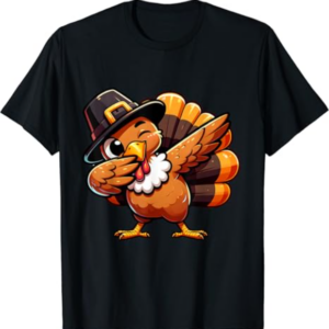Dabbing Turkey Thanksgiving Day Pilgrim Boys Girls Funny Dab T-Shirt