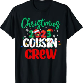Christmas 2023 Cousin Crew Xmas Lights Funny Matching Pajama T-Shirt