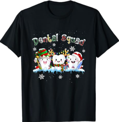 Christmas Dental Squad Xmas Dentist Teeth Funny Santa Teeth T-Shirt