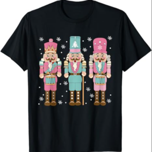 Vintage Pink Nutcracker Squad Women Girl Kids Pink Christmas T-Shirt