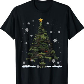 Guns Christmas Tree Funny Xmas 2023 Gifts For Gun Lover T-Shirt