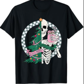 Funny Christmas Sorta Merry Sorta Scary Skeleton Xmas Tree T-Shirt