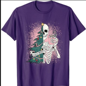 Sorta Merry Sorta Scary Funny Christmas Skeleton Bleached T-Shirt