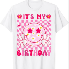 It's My Birthday Flower Shirt Women Teens Girls Smile Face T-Shirt