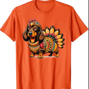 Dachshund Dog Weiner Turkey Costume Thanksgiving Women Girls T-Shirt