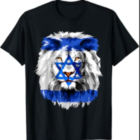 Jew Star Of David Lion Head Patriotic Jewish Flag T-Shirt