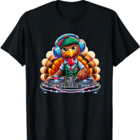 DJ Turkey - Funny Thanksgiving Party Music Festive Humor Pun T-Shirt