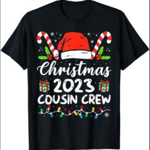 Christmas 2023 Cousin Crew Santa Hat Men Women Kids T-Shirt