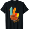 Funny Peace Sign Turkey Hand Cool Thanksgiving Hippie Men T-Shirt