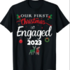 Our First Christmas Engaged 2023 Pajamas Couples Matching T-Shirt