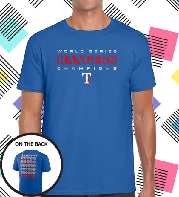 Texas Rangers Fanatics Branded 2023 World Series Champions Jersey Roster Shirt