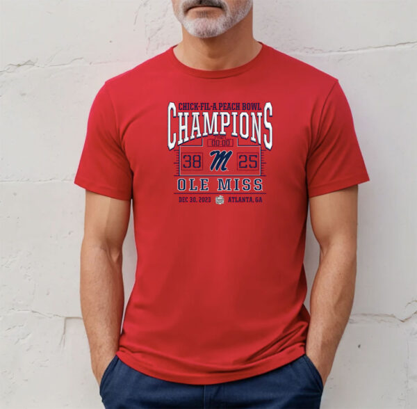 Ole Miss Rebels 2023 Peach Bowl Champions Score Shirt