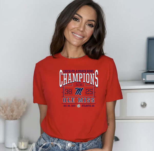 Ole Miss Rebels 2023 Peach Bowl Champions Score Shirt