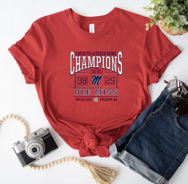 Ole Miss Rebels 2023 Peach Bowl Champions Score Shirt